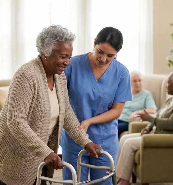 Patient receiving rehabilitation therapy at Waterview Heights